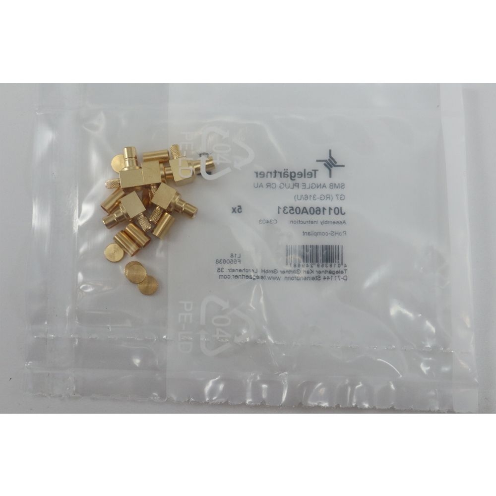 Telegartner: SMB-Conector Macho Angulo Recto crimp