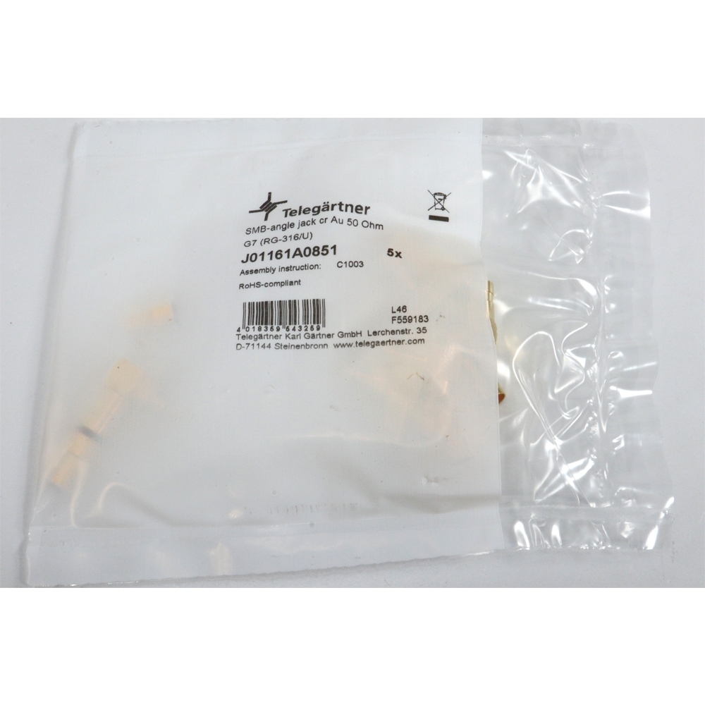 Telegärtner: SMB-Kabelwinkelbuchse Crimp G07