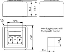 Telegärtner: Montaggio modulo 80x80, AP a 3 vie