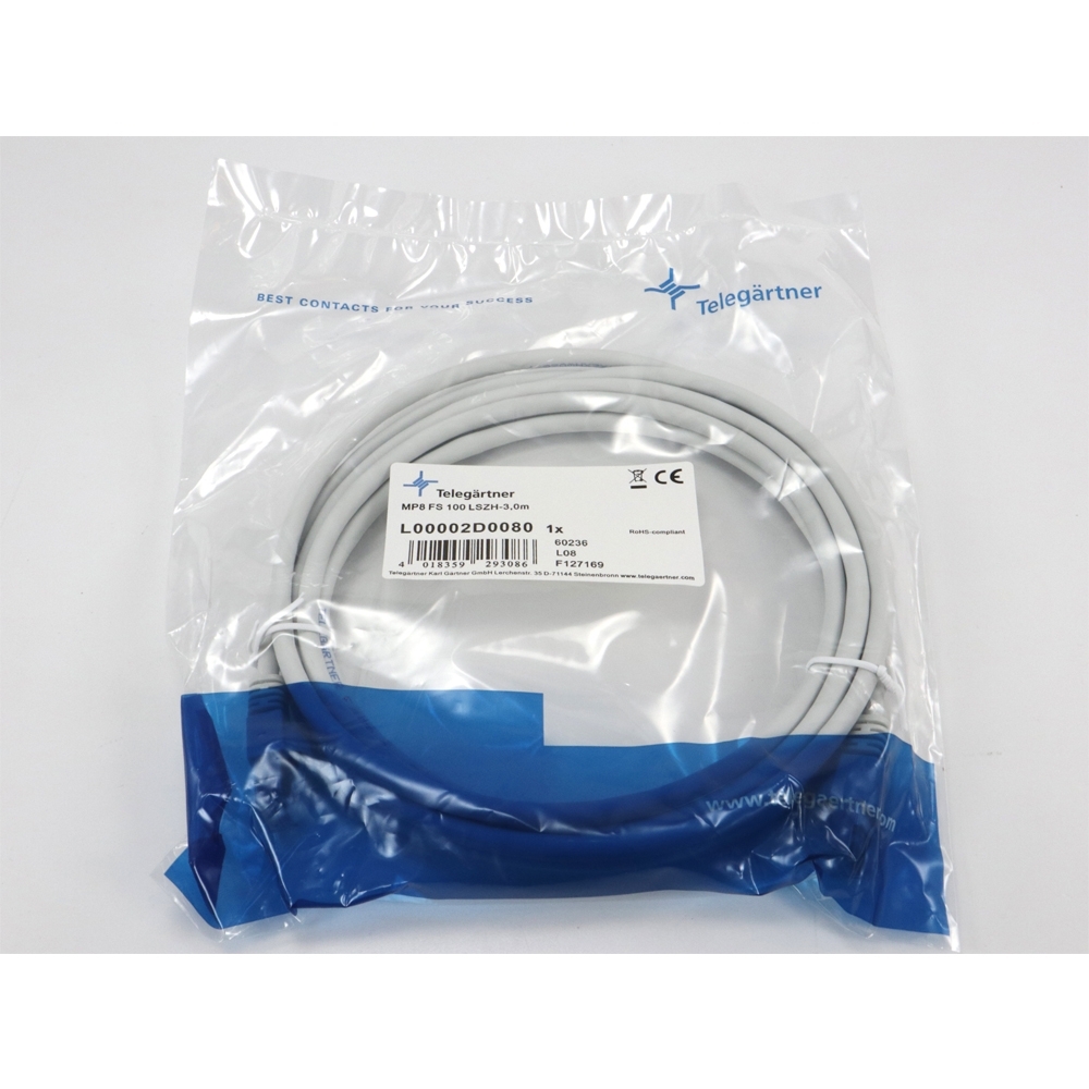 Telegartner: MP8 FS 100 LSZH-3.0m, grigio