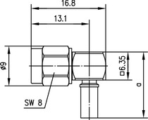 Telegartner: R-SMA Angle Plug Crimp G07