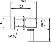 Telegartner: R-SMA Angle Plug Crimp G30/G54
